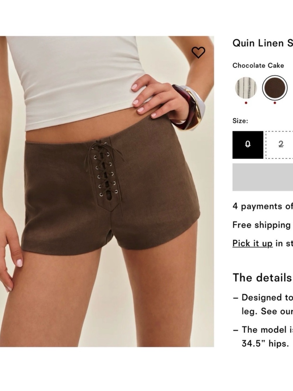 Reformation Brown Linen Shorts